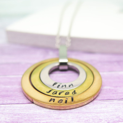 Christmas Gift for Mom - Kids Name Necklace - Gift for her - Name Necklace -  Anniversary Gift - Hand Stamped Jewelry - Mom Necklace