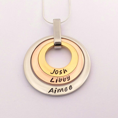 Three Washers Necklace in Sterling Silver or Gold