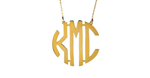 Circle Block Monogram Necklace- 18K 