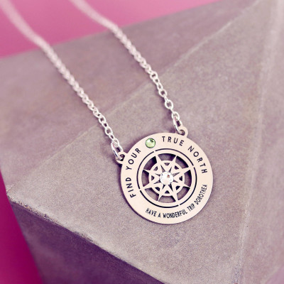 Compass Necklace | Custom Name Necklace | Adventure Awaits | Compass Pendant | Going Away Gift | World Traveller | Wanderlust Necklace |