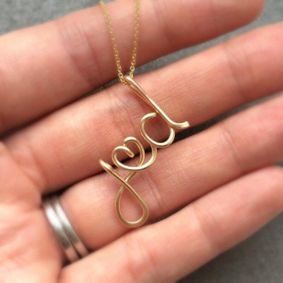 Couples Initials Necklace | Gold Filled Couple Necklace | Girlfriend Necklace | Children's Initials Necklace | Gift for Her