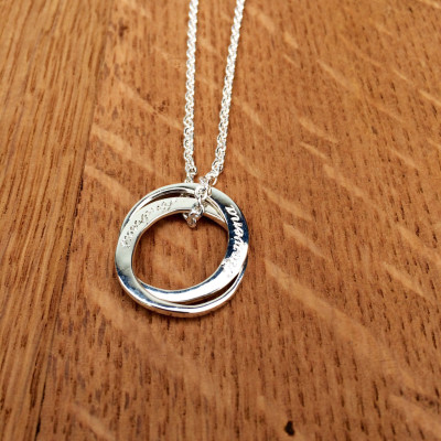 Cresent ring pendant - personalised pendant -silver circle pendant - personslised necklace - add your names of choice - eco silver pendant