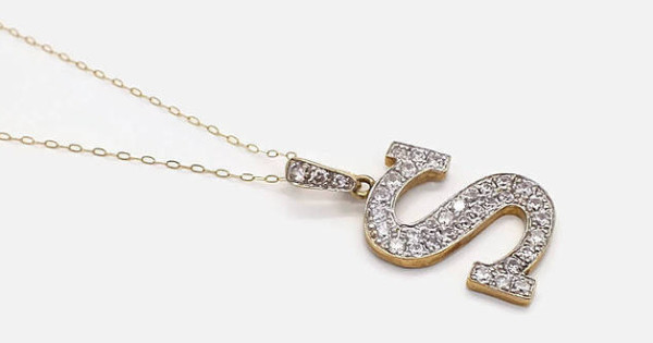 cubic zirconia initial necklace