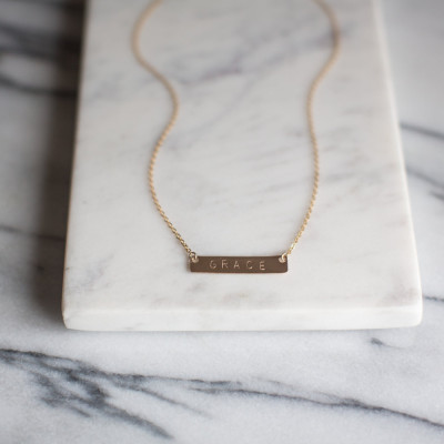 Custom Hand Stamped Necklace | Stamped Bar Necklace | Hand Stamped Jewellery | Letter Necklace | Best Friend Gift | Layered Necklace