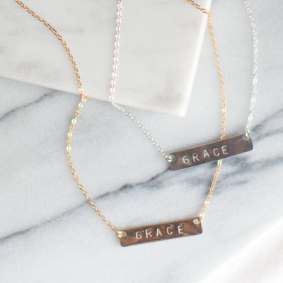 Custom Hand Stamped Necklace | Stamped Bar Necklace | Hand Stamped Jewellery | Letter Necklace | Best Friend Gift | Layered Necklace
