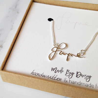 Custom Handwriting- Personalized Womens- Customized Gifts- Handwriting Jewellery- Name Necklace- Family Necklace- Birthday Necklace- Silver