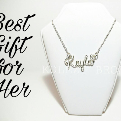 Custom Sterling Silver Wire Name Necklace Personalised Unique Gift Made in UK