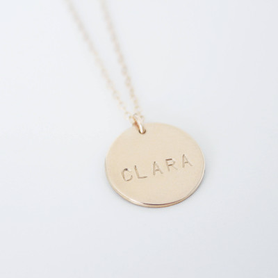 Customised Name Necklace / Personalized Circle Cisc Gold Silver Necklace / Name Disc Necklace / For Everyday