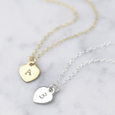 Dainty Heart Initial Necklace • Sterling Silver Heart Necklace • Gold Heart Necklace • Letter Necklace • Initial Jewellery • Initial Heart