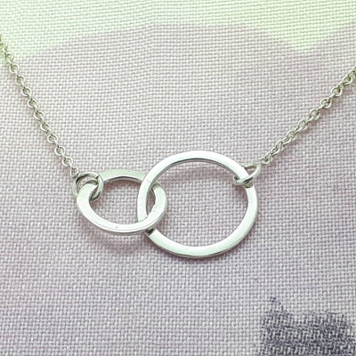 Dainty Karma Necklace in Silver, Two circles layering necklace, gift-for-her