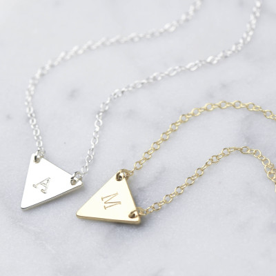 Dainty Triangle Necklace - Triangle Initial Necklace - Dainty Geometric Necklace - Initial Jewelry - Personalised Necklace - Sterling Silver