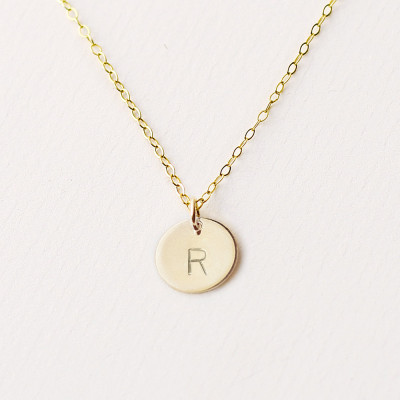 Delicate gold initial disc necklace - Multiple initial necklace -  personalised 18k rose gold filled necklace - gold circle necklace