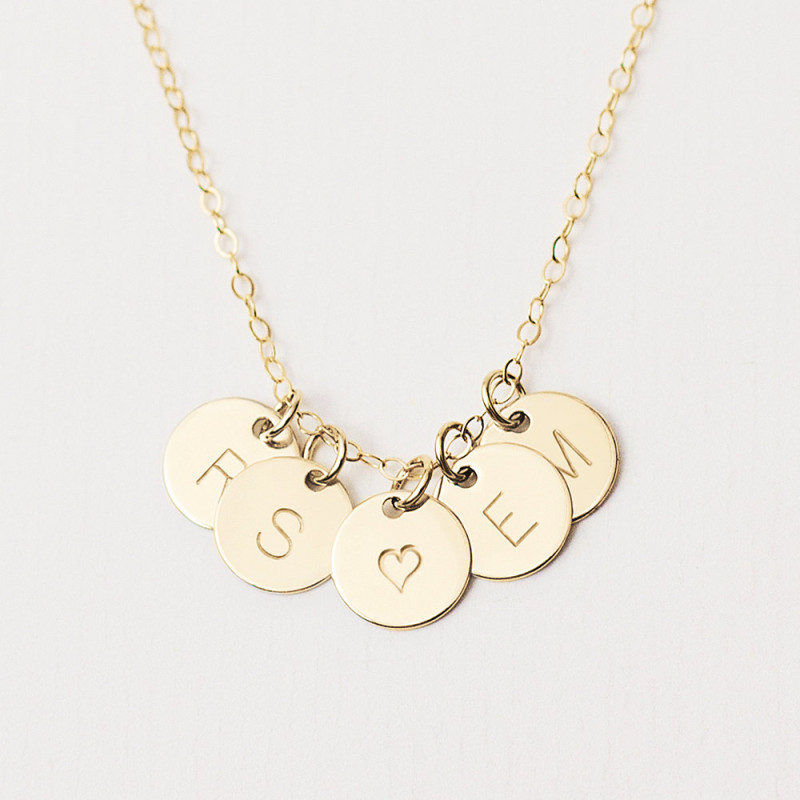 Mini Tag Initial Necklace Simple Initials dainty Necklace Multiple nam–  LillaDesigns