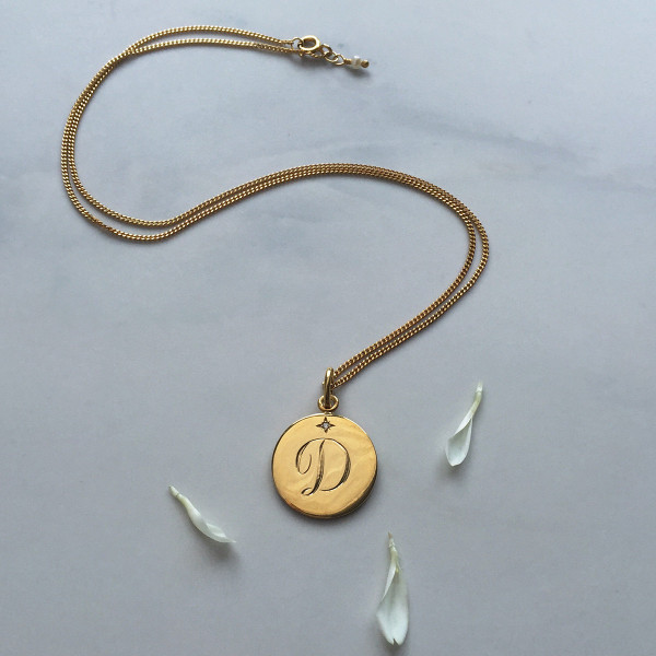 Diamond Initial Necklace in 18ct Yellow Gold Vermeil