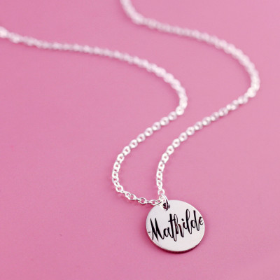 Disc Name Necklace | Sterling Silver | Dainty Name Necklace | Nameplate | Custom Name Necklace | Name Plate Necklace | Silver Name Plate |