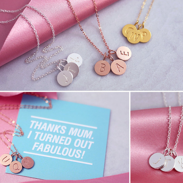 Disc Necklace | Funny Card for Mom | 18k Initial Necklace | Mommy Jewelry Gift | Dainty Thin Chain | Letter Necklaces | Funny Love Card