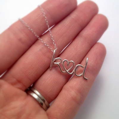 Double Initial Necklace | Sterling Silver Couples Initials Necklace | Girlfriend Necklace | Children's Initials Necklace | Jewellery UK