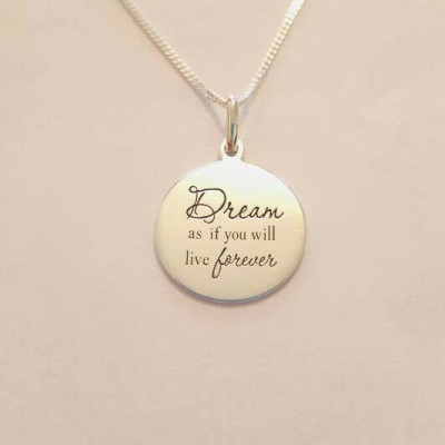 Dream & Live, sterling silver 2 sided pendant necklace, comes in Gift box