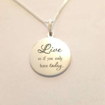 Dream & Live, sterling silver 2 sided pendant necklace, comes in Gift box