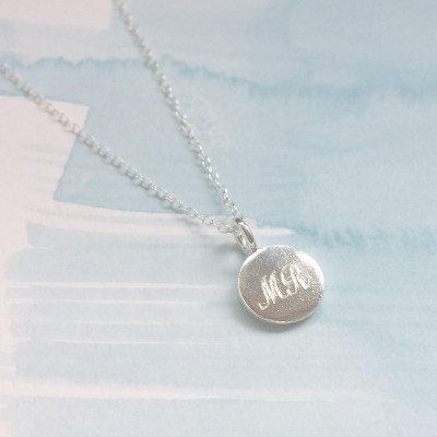 Engraved Letter Necklace - Silver Disc Initial Necklace - Silver Initial Necklace -Personalised Necklace - Initial Disc Charms
