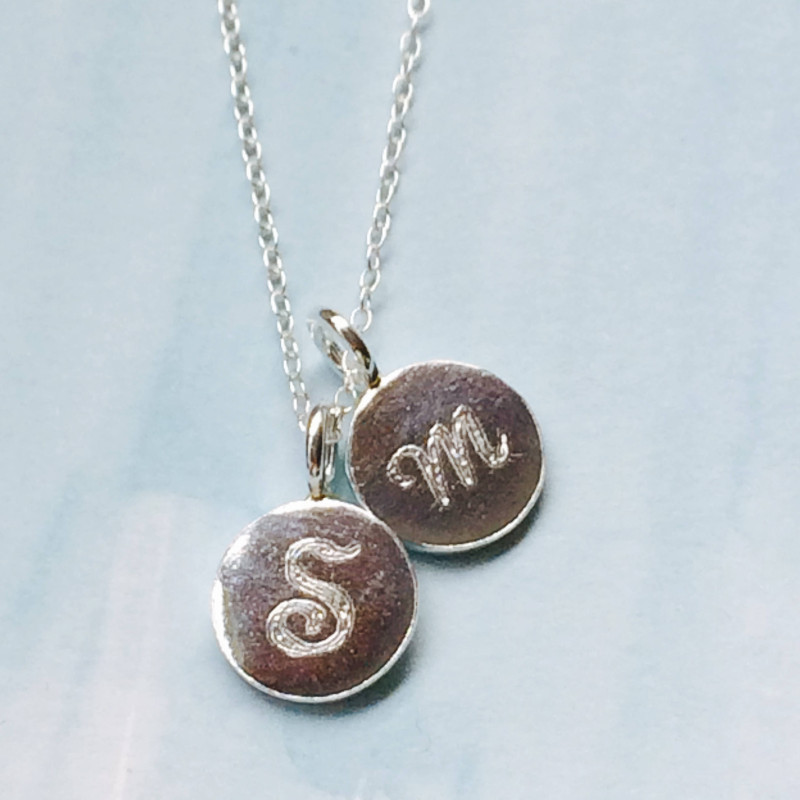 Engraved Initial Bike Lock Charm Necklace