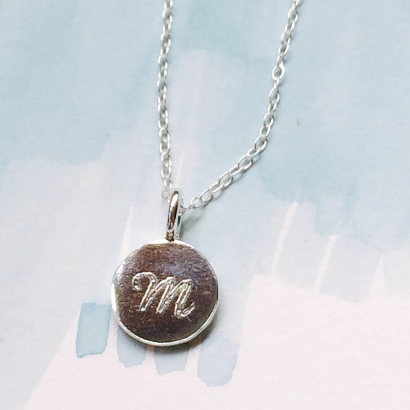 Engraved Initial Bike Lock Charm Necklace