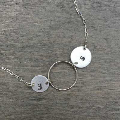 Engraved Personalized Circle Necklace Karma Necklace Eternity Necklace Infinity Necklace Double Circles Gift for Mother Children's Names