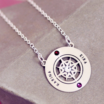 Family Necklace | Compass Necklace | Bestfriend Necklace | Custom Name Necklace | Two Sisters Necklace | Daughter Necklace |Compass Pendant