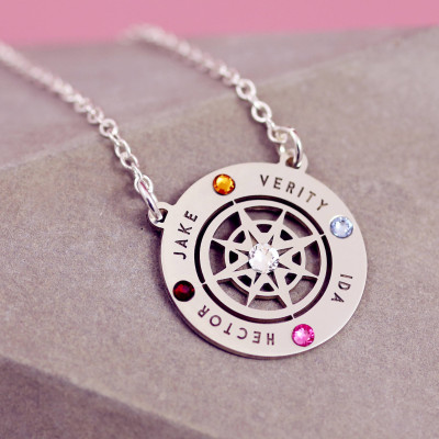 Family Necklace | Compass Necklace | Custom Name Necklace | Adventure Awaits | Compass Pendant | Going Away Gift | Oh the places |