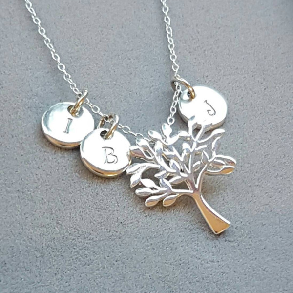 Family tree necklace, mothers day necklace, initial pendant, monogram jewellery, hand stamped pendant, personalised jewellery