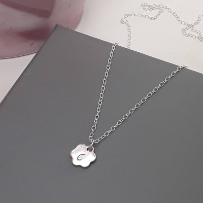 Flower necklace, hand stamped jewellery, initial pendant, monogram necklace, mummy daughter jewellery, mummy and me necklace set