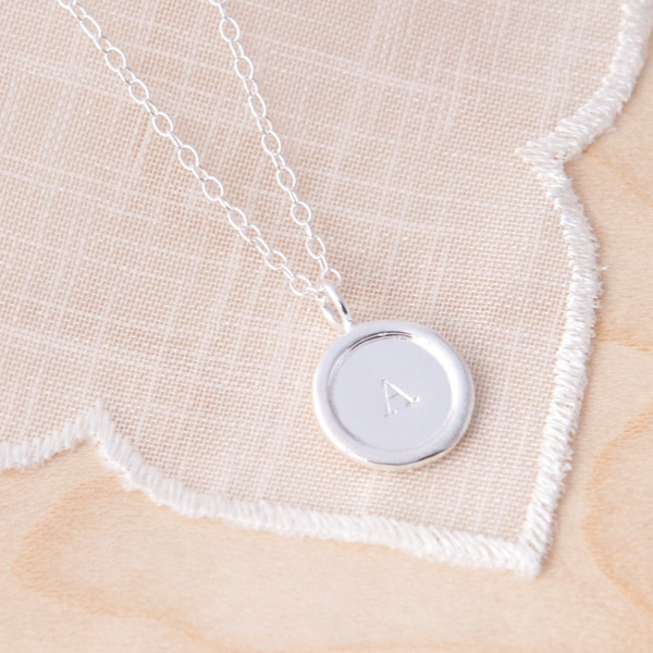 Framed Initial Necklace, Silver Initial Necklace, Silver Letter Necklace, Sterling Silver Initial.