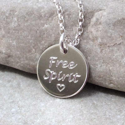 Free spirit necklace. An engraved silver necklace for the traveller, adventurer or dreamer.