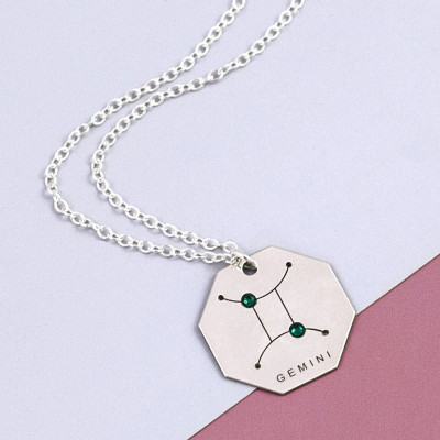 Gemini | Zodiac Sign Necklace | Gemini Jewelry | May Birthstone | Astrology Jewelry | Sterling Silver | Zodiac Jewelry Gift |