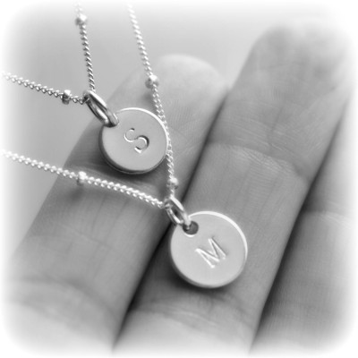 Gift For Her, Initial Necklace, Personalised Disc Necklace, Monogram Necklace, Delicate Small Disc, Silver Gold Initial Necklace,  Blissaria