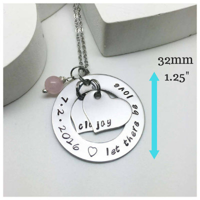 Gift for Wife - 1st Anniversary Gift - Hand Stamped Jewelry - Personalized Necklace - Custom Gift - Date Pendant - Wedding Anniversary