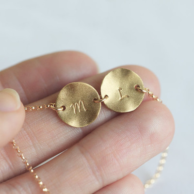 Gold Disc Necklace, Personalized Necklace, Gold Initial Necklace, Gold Filled Necklace, Solid Gold Necklace, Monogram Necklace, Mom Necklace