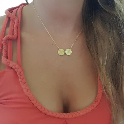 Gold Disc Necklace, Personalized Necklace, Gold Initial Necklace, Gold Filled Necklace, Solid Gold Necklace, Monogram Necklace, Mom Necklace