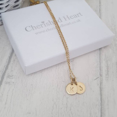 Gold Initial Necklace, Personalised initial necklace, Christmas gift idea, Personalised mini disc, Initial disc necklace, Initial Pendant