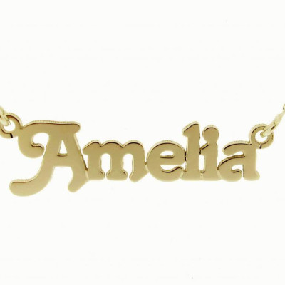 Gold Plated Name Necklace Terra Style Personalised Pendant (small) ANY NAME PLATE Gift for Women Daughter Her with choice of chain