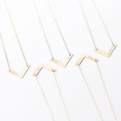 Gold chevron necklace - personalised gold bar necklace - rose gold necklace - geometric necklace - personalised jewellery gift