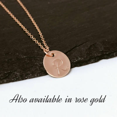 Gold initial necklace, hand stamped initial pendant, personalised gold charm necklace, gift for daughter, graduation gift, gift for her