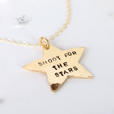 Hammered Star Necklace in Sterling Silver or Gold Filled | Handmade Personalised Star Necklace | Hand-stamped Celestial Star Necklace