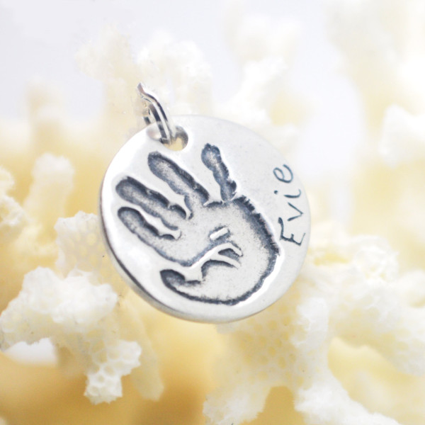 Hand Print Necklace, Hand Print Jewellery, Hand Print Keepsake, Baby Hand Necklace, Circle Handprint Necklace, Gift for New Mum