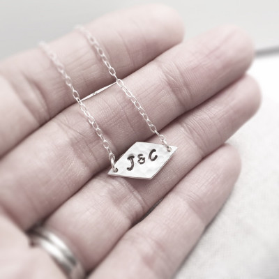 Hand Stamped Double Initial Necklace | Sterling Silver Couples Necklace | Personalised Geometric Necklace | Gift for Mother