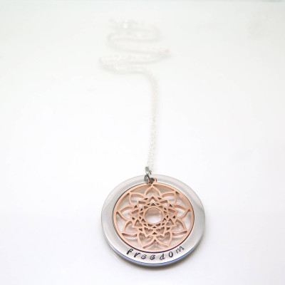 Hand Stamped Jewelry - Personalized Necklace - Mandala Necklace - Buddhist Jewelry - Spiritual Pendant - Meditation Gift - Mindfulness Gift