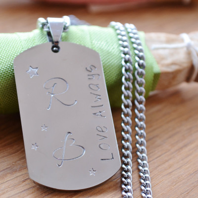 Hand Stamped hand stamped personalised mens dog tags