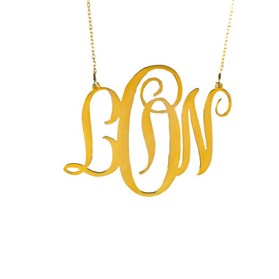 Handmade Personalised Monogram Necklace-18K Gold Plated- 925 Sterling Silver-Name Necklace-Initial Necklace-2''