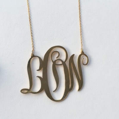 Handmade Personalised Monogram Necklace-18K Gold Plated- 925 Sterling Silver-Name Necklace-Initial Necklace-2''