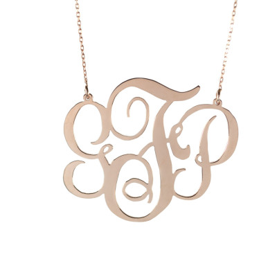 Handmade Personalised Monogram Necklace-18K Rose Gold Plated - 925 Sterling Silver-Name Necklace-Initial Necklace-2''